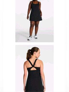Avia Back Twist Dress Black Soot Athletic Active Dress Size L 12-14 NWT